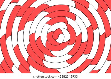 Christmas cartoon style background. Vector abstract swirl, vortex backdrop. Candy cane, lollipop pattern.