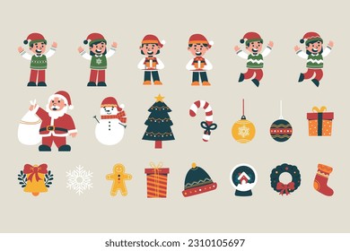 Christmas cartoon vector design elements set