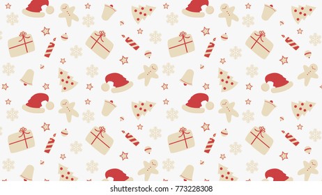Christmas cartoon vector. Christmas pattern wallpaper.