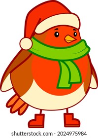 Dibujo de dibujos animados de Navidad. Ilustración vectorial de la parte de pájaro de Navidad