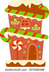 Christmas Cartoons Clip Art. Gingerbread House Clipart Vector Illustration