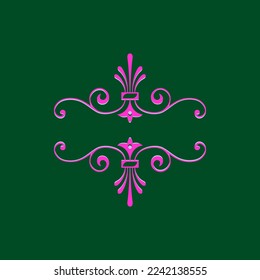 Christmas carved wood on pink elements design template with green background