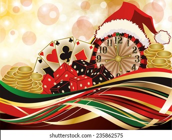 Christmas casino greeting background, vector illustration