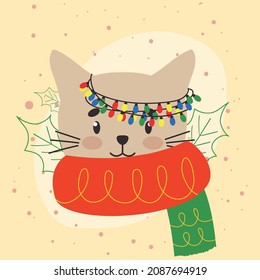 christmas cat cartel with decorations