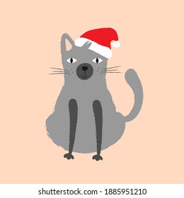 Christmas cat cute character vector