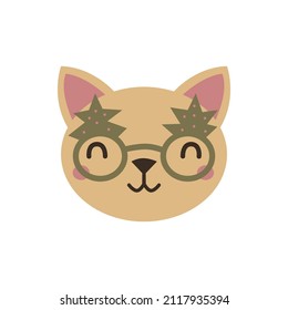 Christmas cat face, Merry Christmas icon of cute cats with accessories