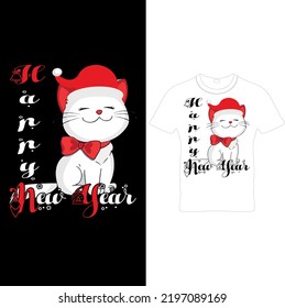  Christmas Cat Happy New Year Tee Design,New Year Cat Design,Happy New Year CatT-shirt, New Year Gift.