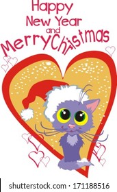 Christmas cat with Christmas hat