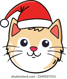 Navidades gato con Arte vectorial de sombrero. Es un archivo editable.