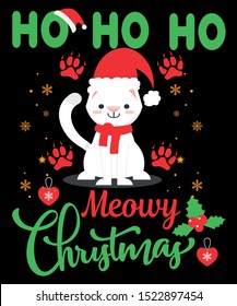 Christmas Cat ho ho ho Merry Christmas greetings design gift idea for catlovers