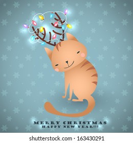 Christmas cat. Holiday cad design.