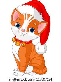 Christmas cat with Santa hat