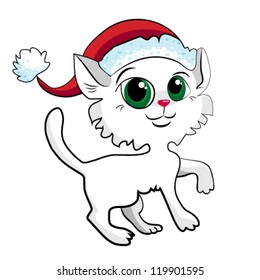 Christmas cat with Santa hat