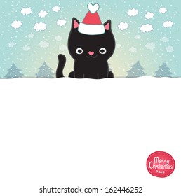 Christmas cat with Santa hat