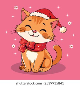 Christmas cat with santa hat