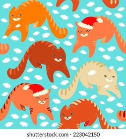 Christmas cat - seamless pattern
