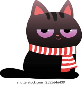 Christmas cat sticker. Cat Vector Illustration Cartoon, Clipart, Christmas style.