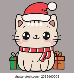Christmas cat vector art design

