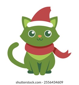 Christmas cat vector art illustration