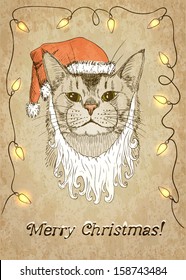 Christmas Cat. Vector illustration, eps10.