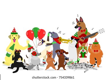 Christmas cats and dogs group