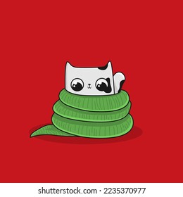 Christmas cats, Merry Christmas illustrations of cute cats with accessories like a knitted hats, sweaters, scarfs