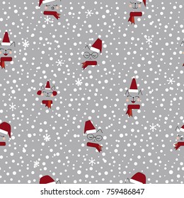 Christmas cats seamless pattern