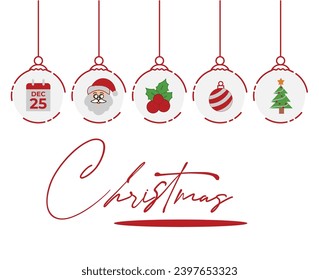 christmas celebrate background with hanging ball decoration and copyspace