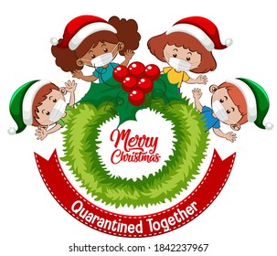 Christmas celebrating during covid illustration