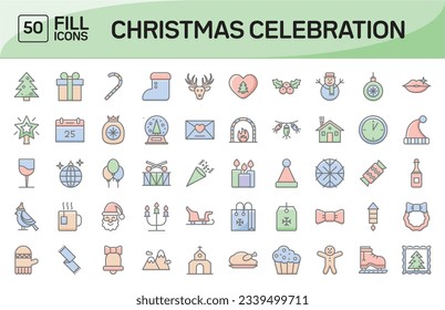 Christmas Celebration Awesome Color Outline Icons Pack Vol 1