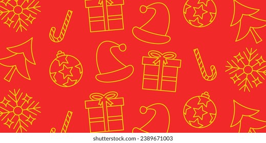 Christmas celebration background with attractive line icon pattern. design vector for banner, poster, greeting card, brochure, social media, web.