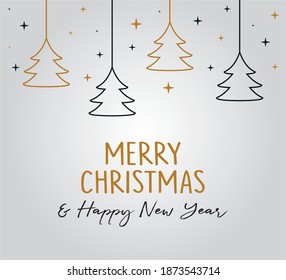 Christmas Celebration Card, Cute Happy New Year Card, Vector Design