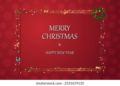 Christmas Celebration Card, Flyer, Banner, Poster or Invitation with stylish text on Snowflakes. Vector Illustration