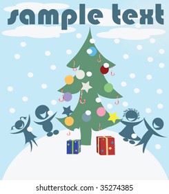 Christmas celebration card, vector art