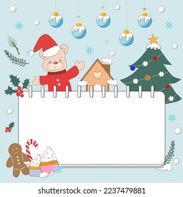 Christmas celebration card with white space for wishes, note, or memo. Vector illustration with mood and tone of winter, snow, and end of the year.