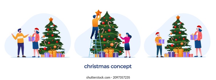 Christmas celebration concept flat vector illustration for banner and background