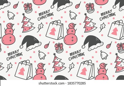 Christmas celebration doodle seamless pattern