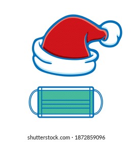 Christmas celebration during coronavirus pandemic Concept. The various of illustration, shape, line, art and retro style in vector isolated on background.