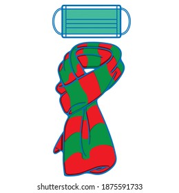 Christmas celebration during coronavirus pandemic Concept. The various of illustration, shape, line, art and retro style in vector isolated on background.
