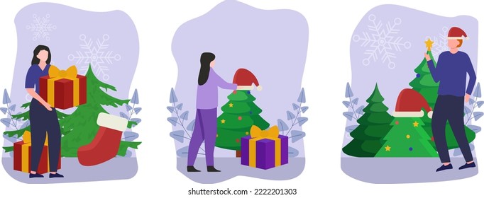 Christmas Celebration Flat Bundle Design Illustration