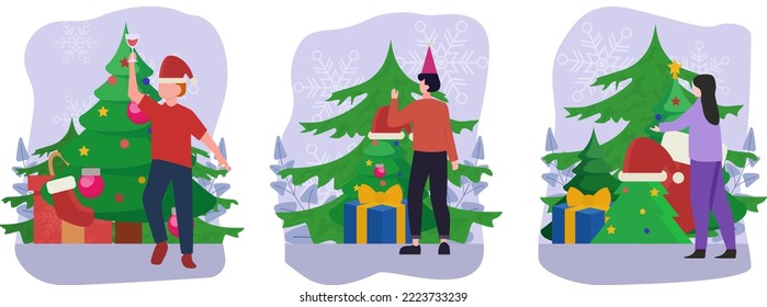 Christmas Celebration Flat Bundle Design Illustration