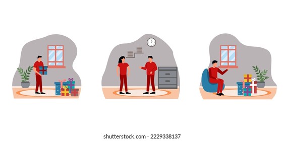 Christmas Celebration Flat Bundle Design Illustration