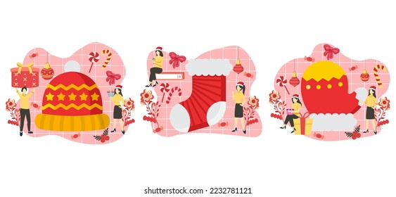 Christmas Celebration Flat Bundle Design Illustration