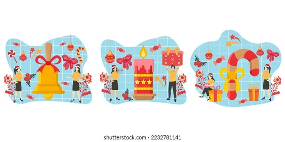 Christmas Celebration Flat Bundle Design Illustration