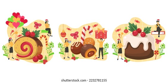 Christmas Celebration Flat Bundle Design Illustration