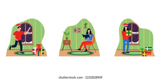 Christmas Celebration Flat Bundle Design Illustration