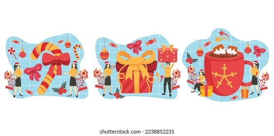 Christmas Celebration Flat Bundle Design Illustration