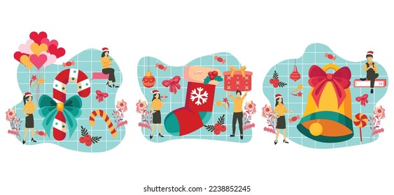 Christmas Celebration Flat Bundle Design Illustration