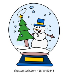 christmas celebration glass ball. cartoon illustration sticker mascot emoticon