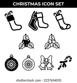 Weihnachten und Feiern Symbole Set. Design-Illustrationen für Vektorsymbol.